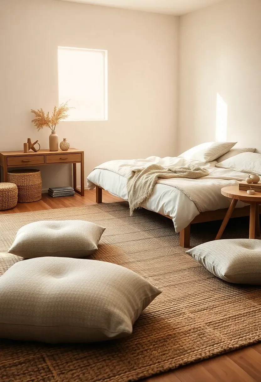 Boucle floor cushion lounge zone