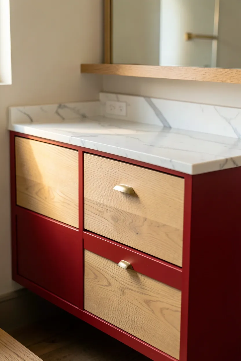 Red and Wood Natural Combination