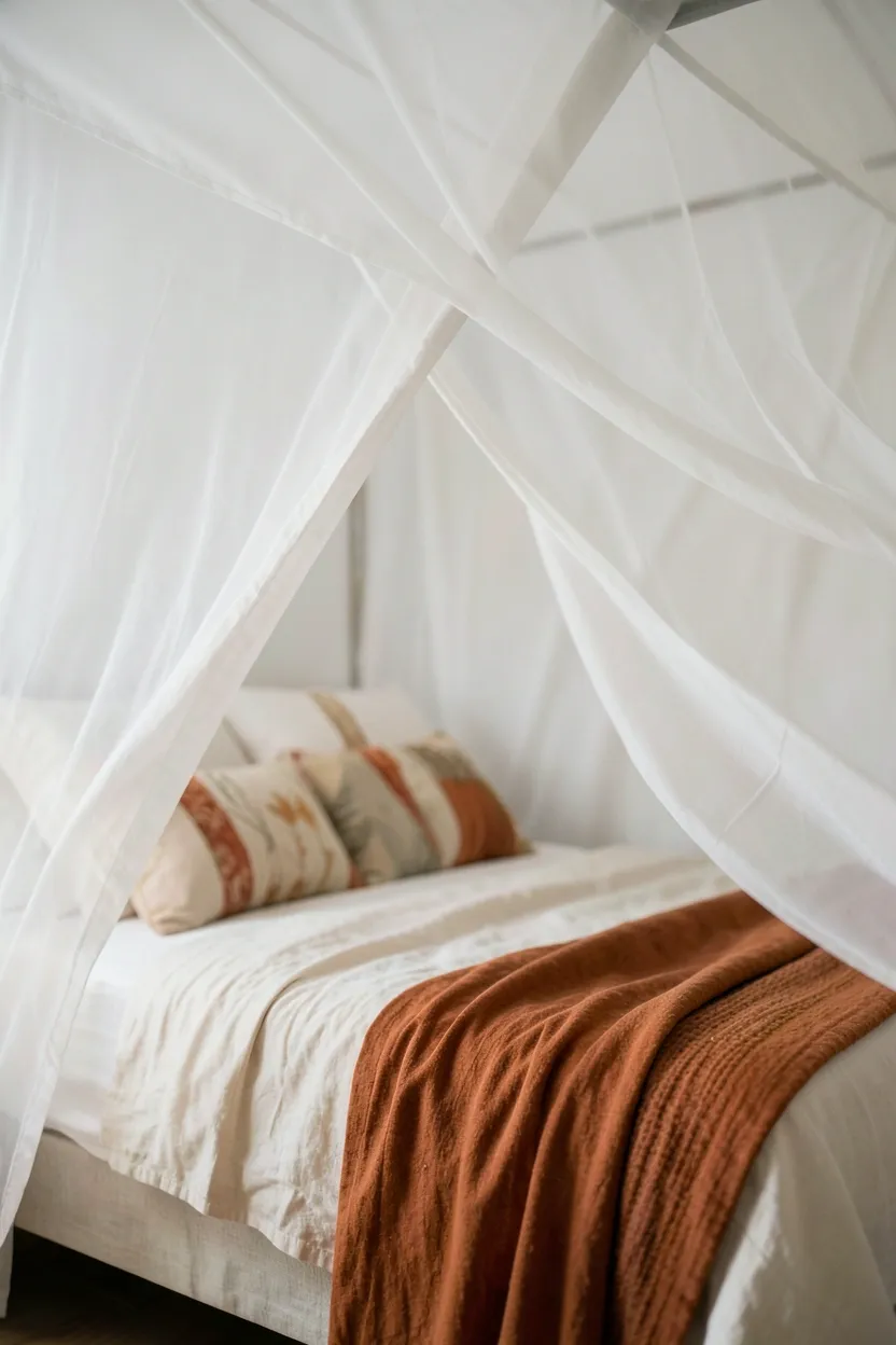 Cozy Bed Canopy or Draped Fabric