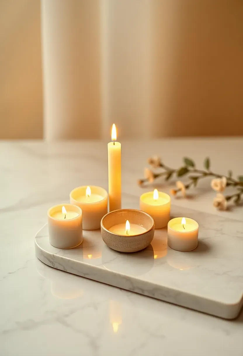 Candlelight tray on Carrara marble
