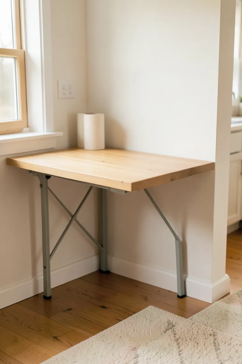 Fold-down Murphy console table