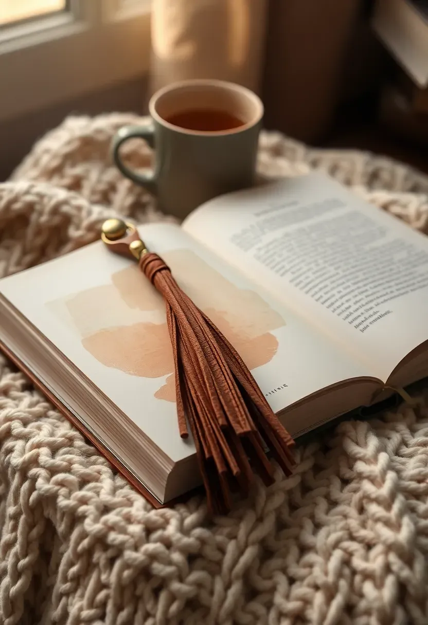 bestselling paperback book paired with a handmade tassel bookmark on a cozy blanket