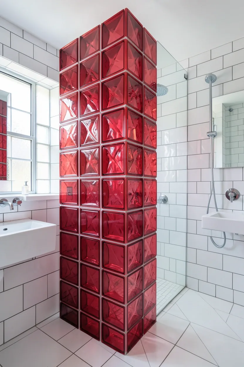 Red Glass Block Partition