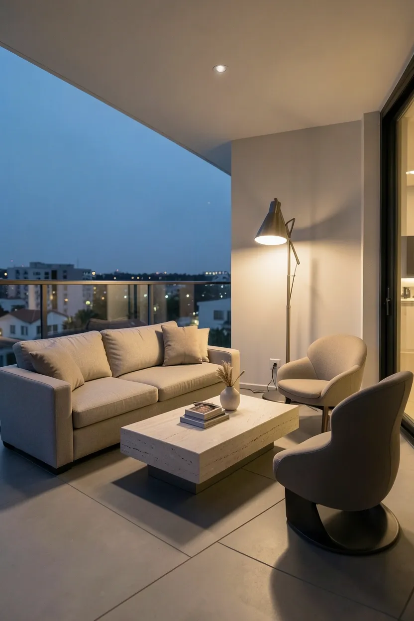Contemporary Balcony with Sleek Furniture
