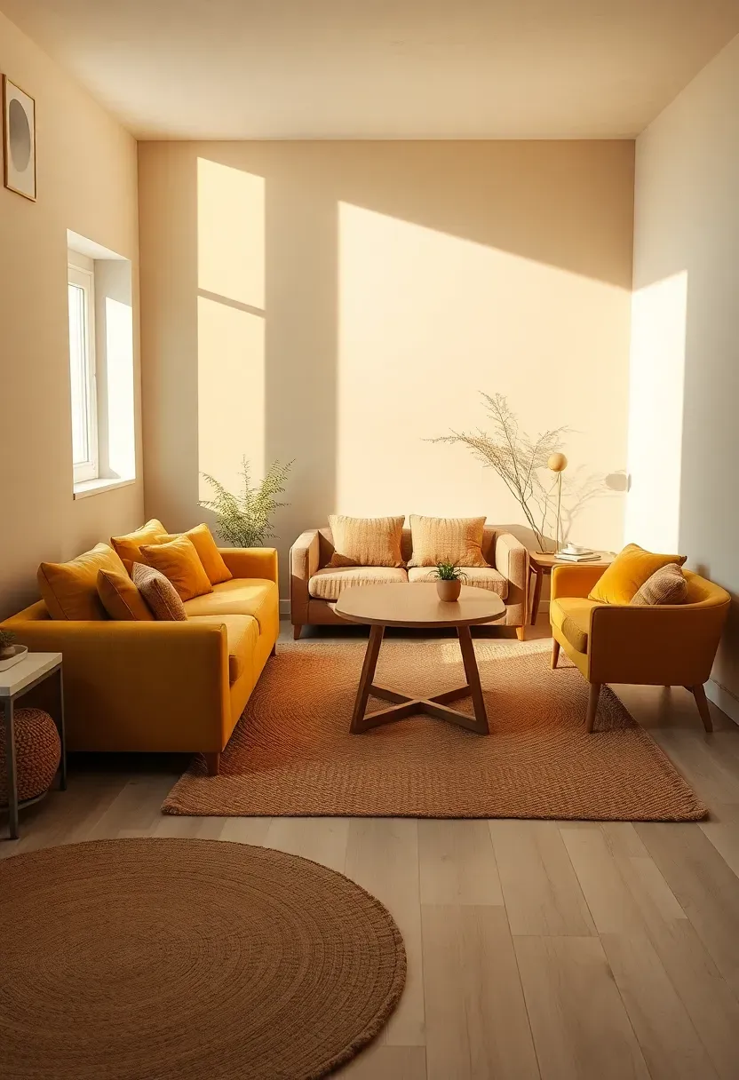 Living-dining combo zoned by rugs