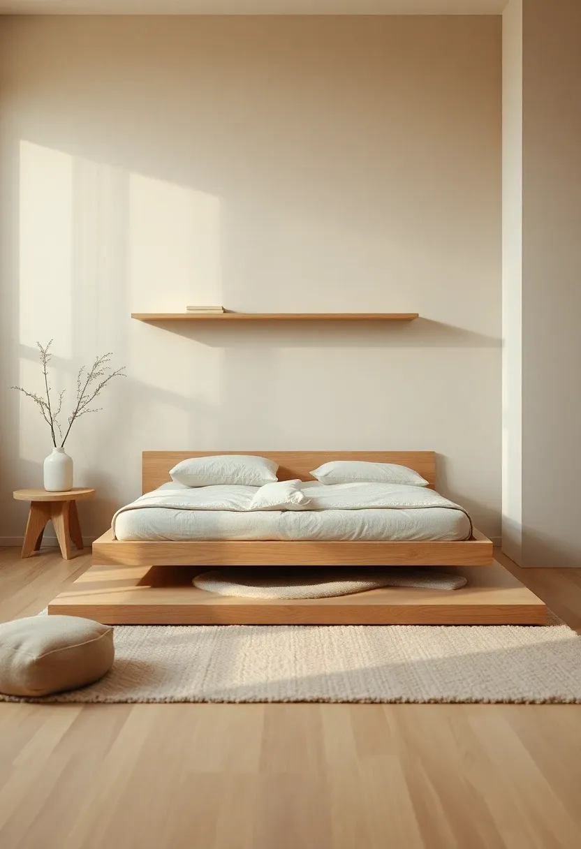 Low platform bed and generous negative space