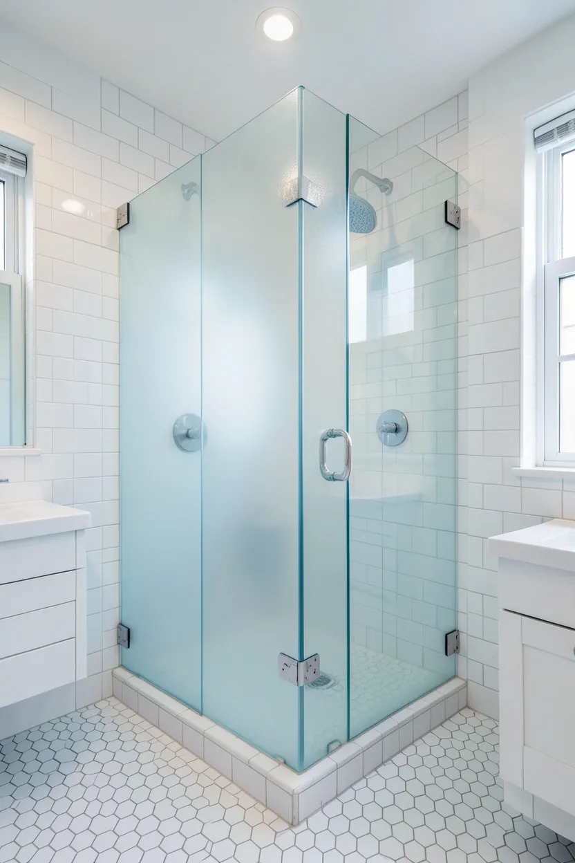 Blue Glass Shower Enclosure