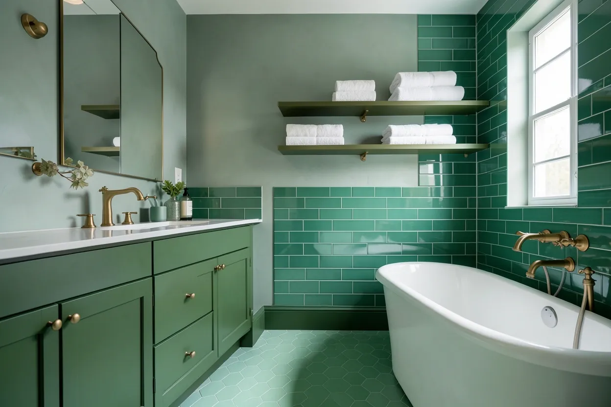 23 Inspiring Green Bathroom Ideas to Refresh Your Space for a Calm and Modern Bathroom