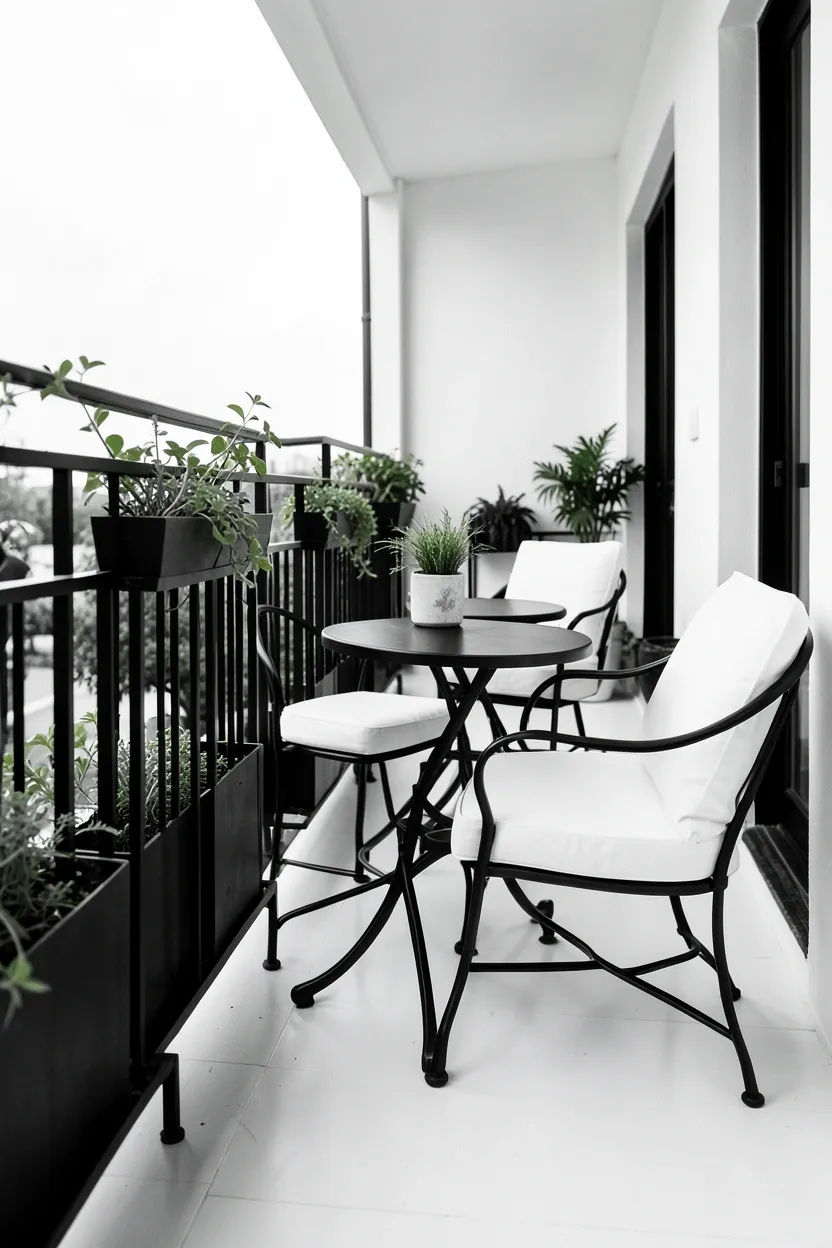 Elegant White and Black Balcony