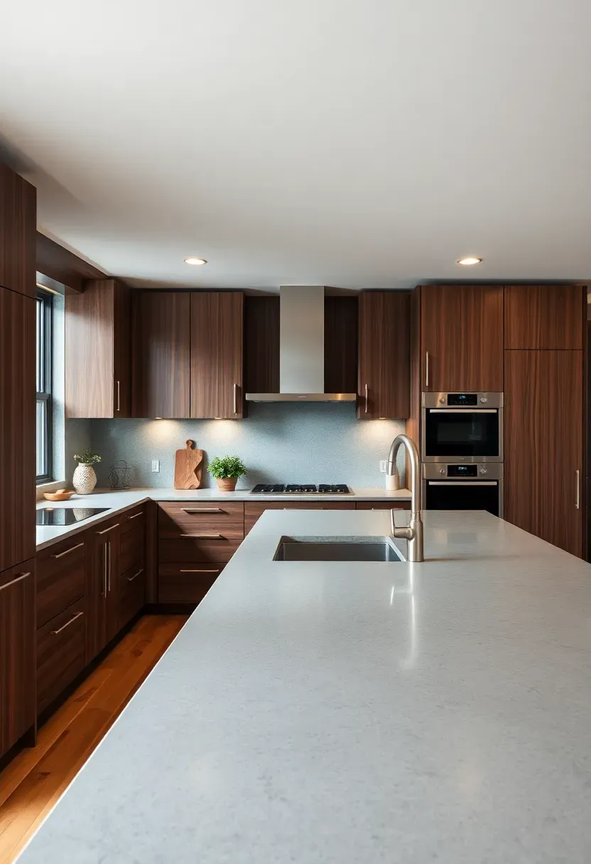 Walnut with waterfall island