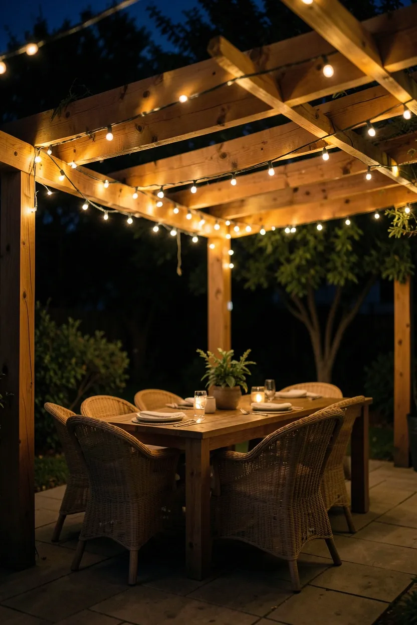 Pergola with Built-In Lighting System