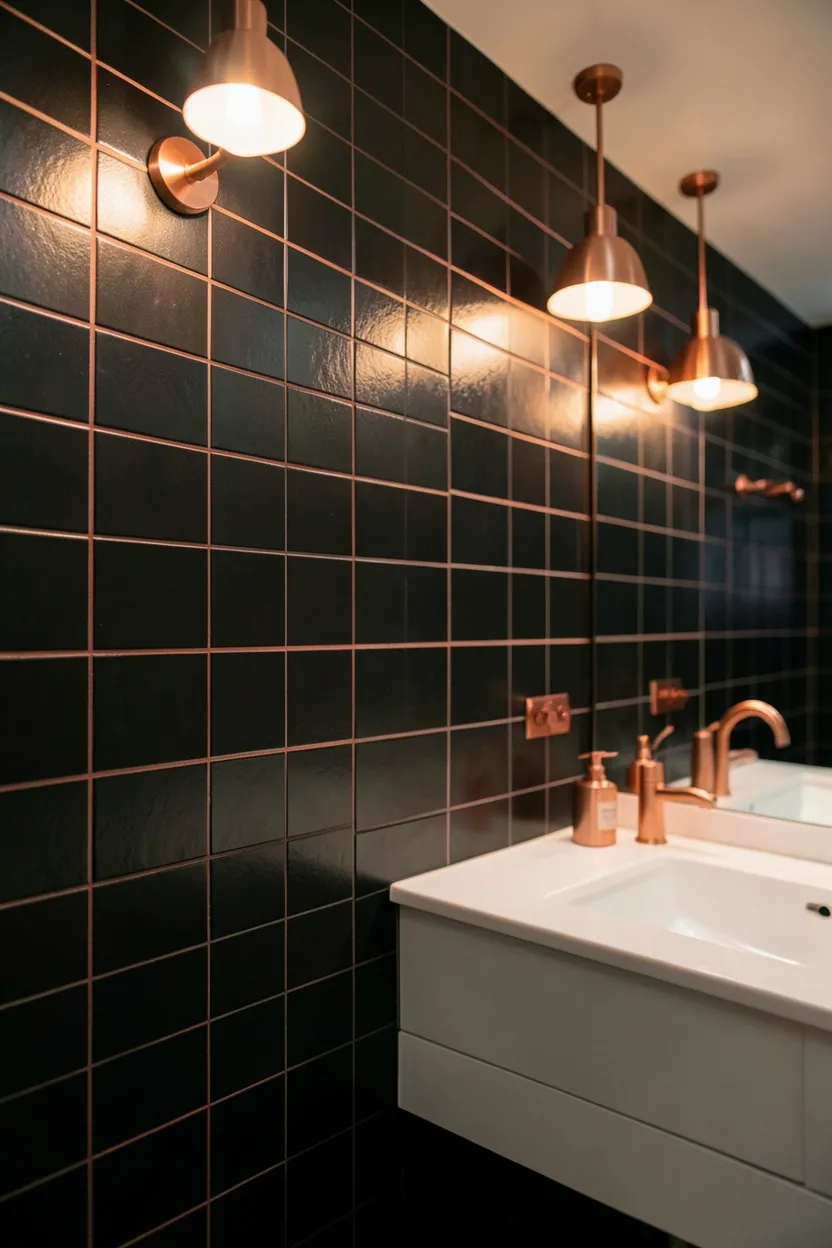 Black Tile with Copper Accents