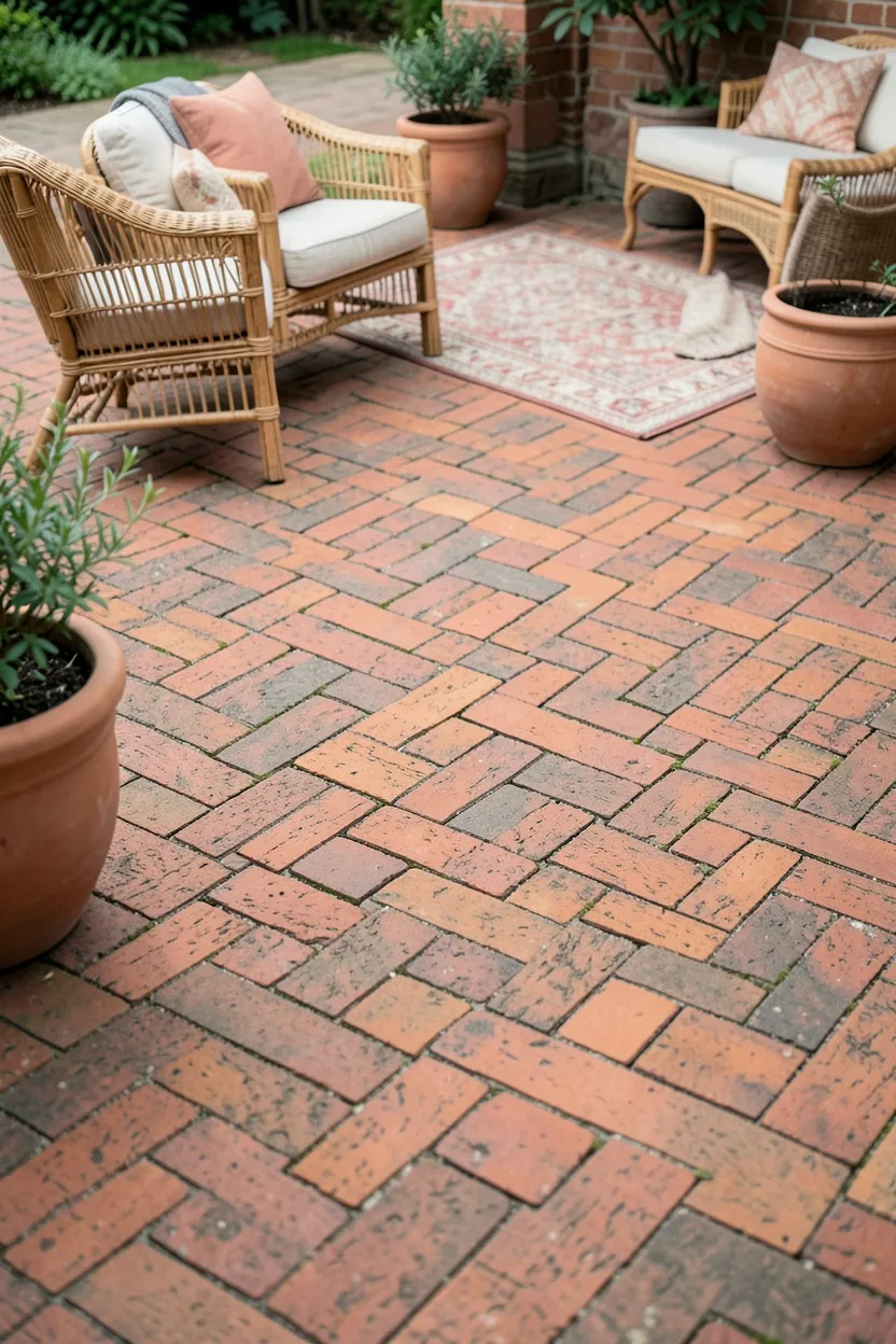 Herringbone Pattern Paver Patio
