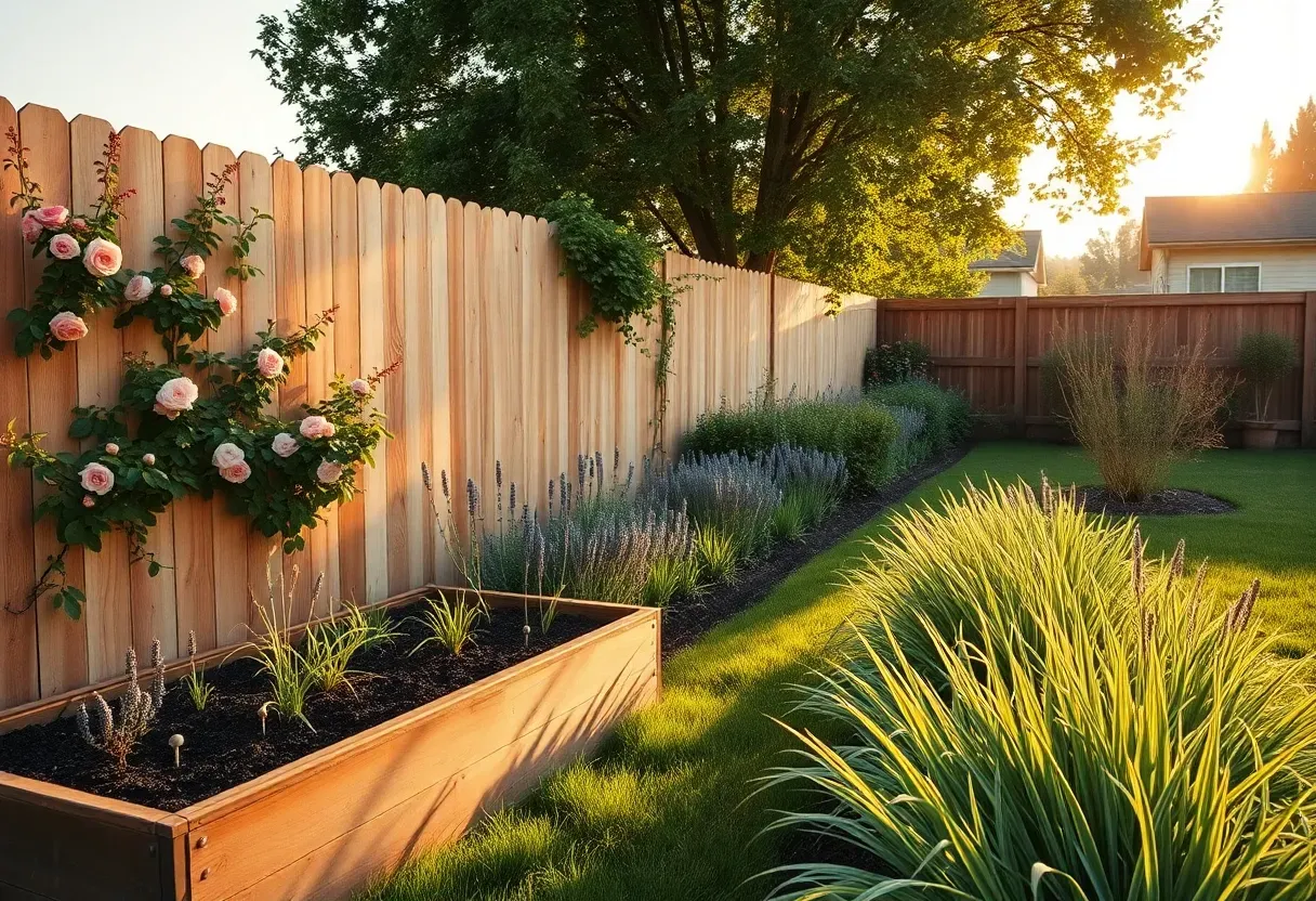 17 Along Fence Simple Backyard Landscaping Ideas