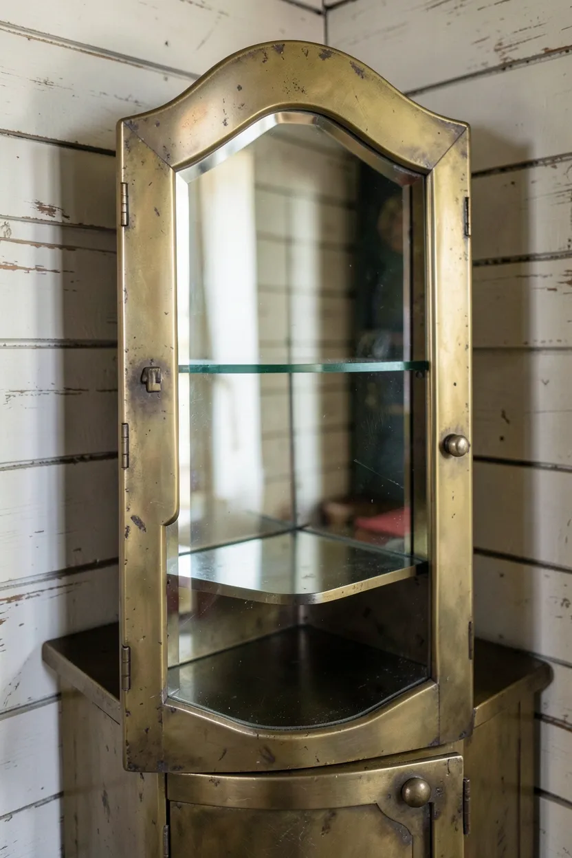 Vintage Medicine Cabinet with Beveled Mirror