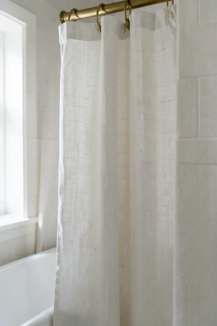 Soft Textured Shower Curtain in Linen