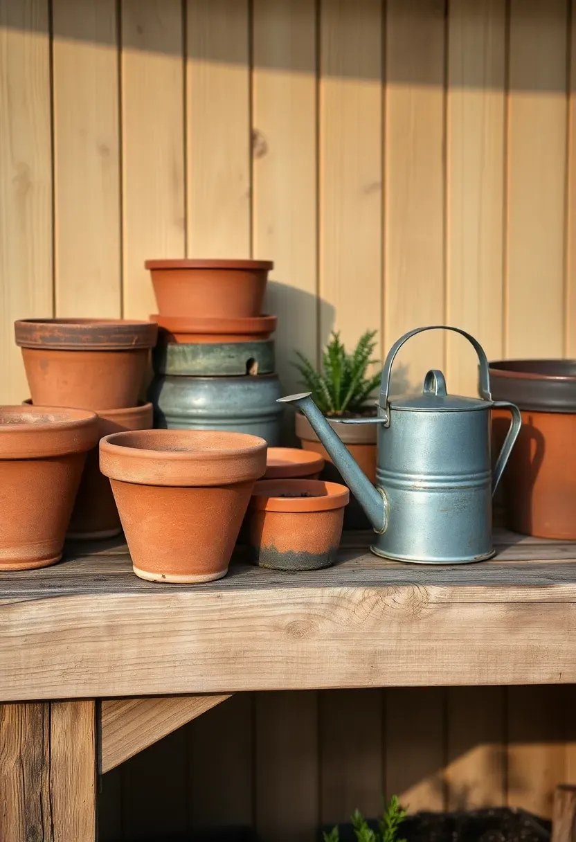 Weathered cedar potting bench