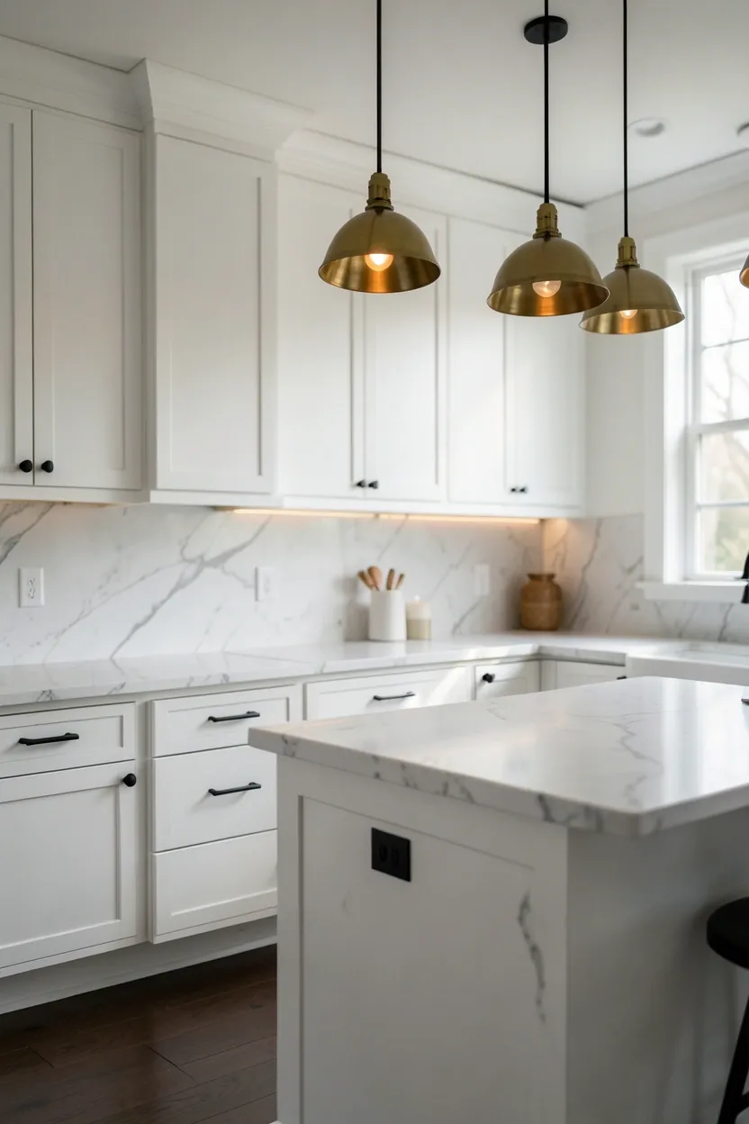Industrial-style kitchen with white concrete walls, black open metal shelving and exposed pipe fixtures creating a raw monochrome aesthetic in an apartment