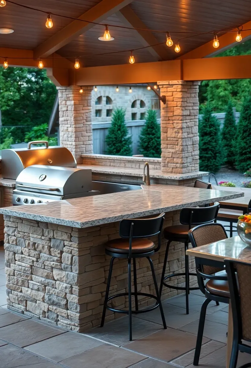 Outdoor kitchen patio with bar seating