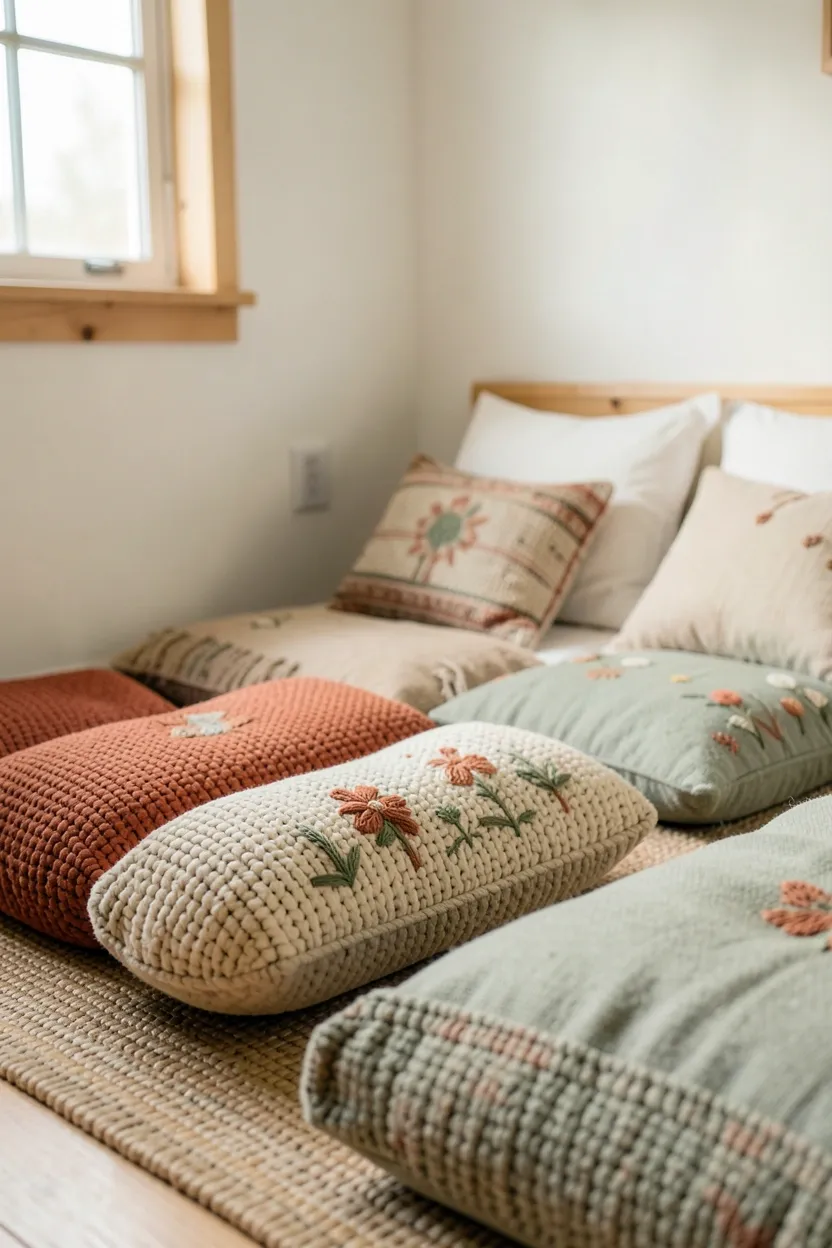 Low-Profile Floor Cushions and Poufs