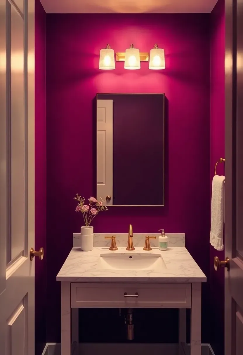 Plum Purple Feature Wall with Subway Tile