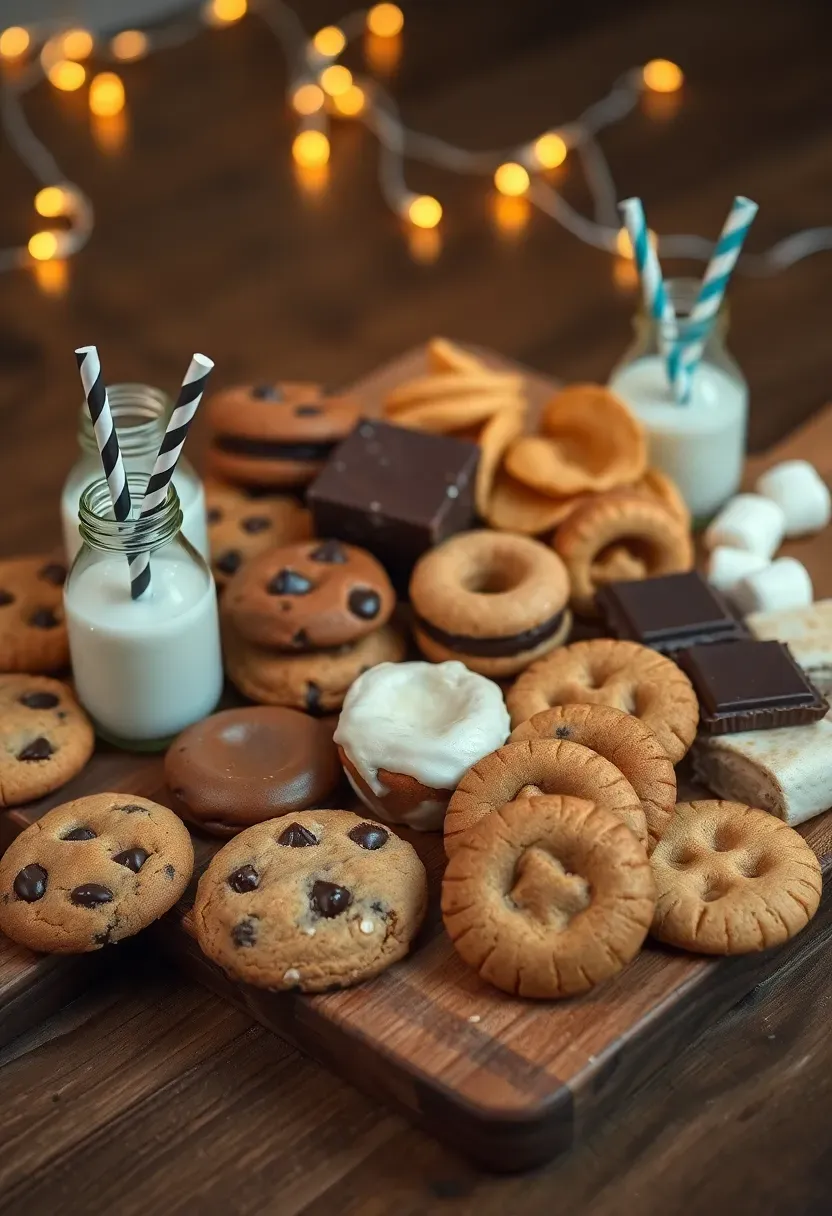 Midnight snack dessert board featuring indulgent late-night treats and comfort sweets
