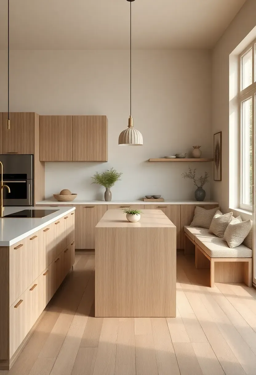 Island-led open kitchen with tucked breakfast nook