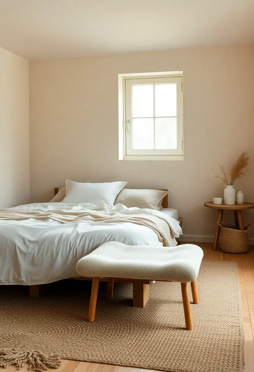 Felted wool bench nook at the bed end