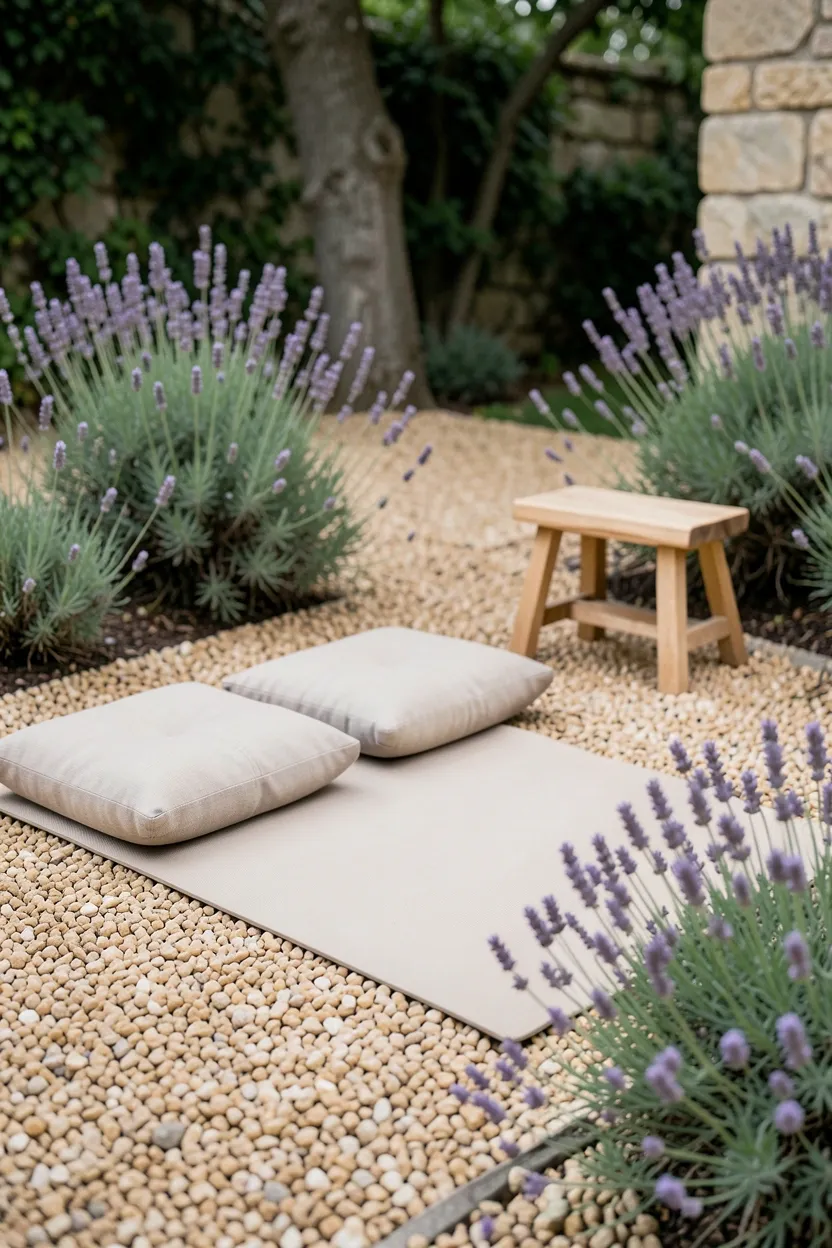 Pea Gravel Patio with Yoga and Meditation Space