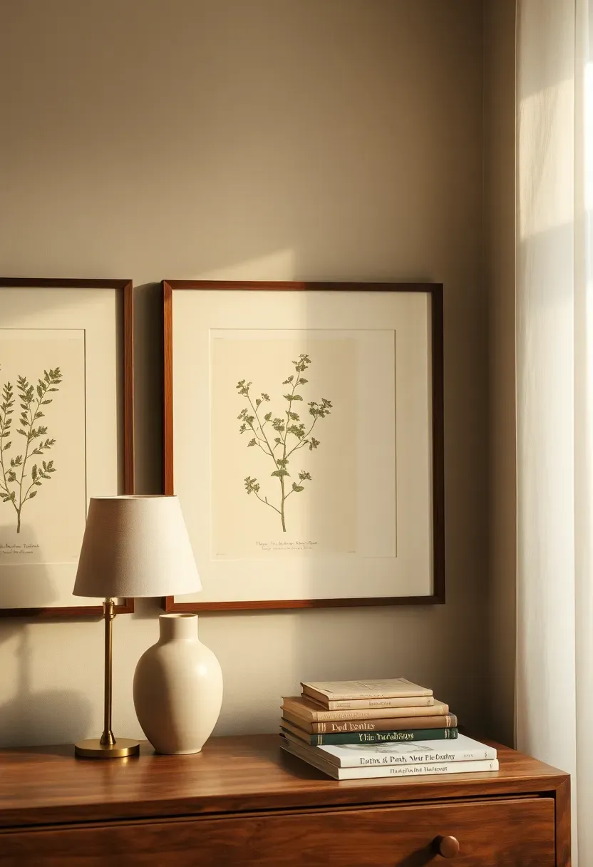 Vintage botanical prints in thin frames