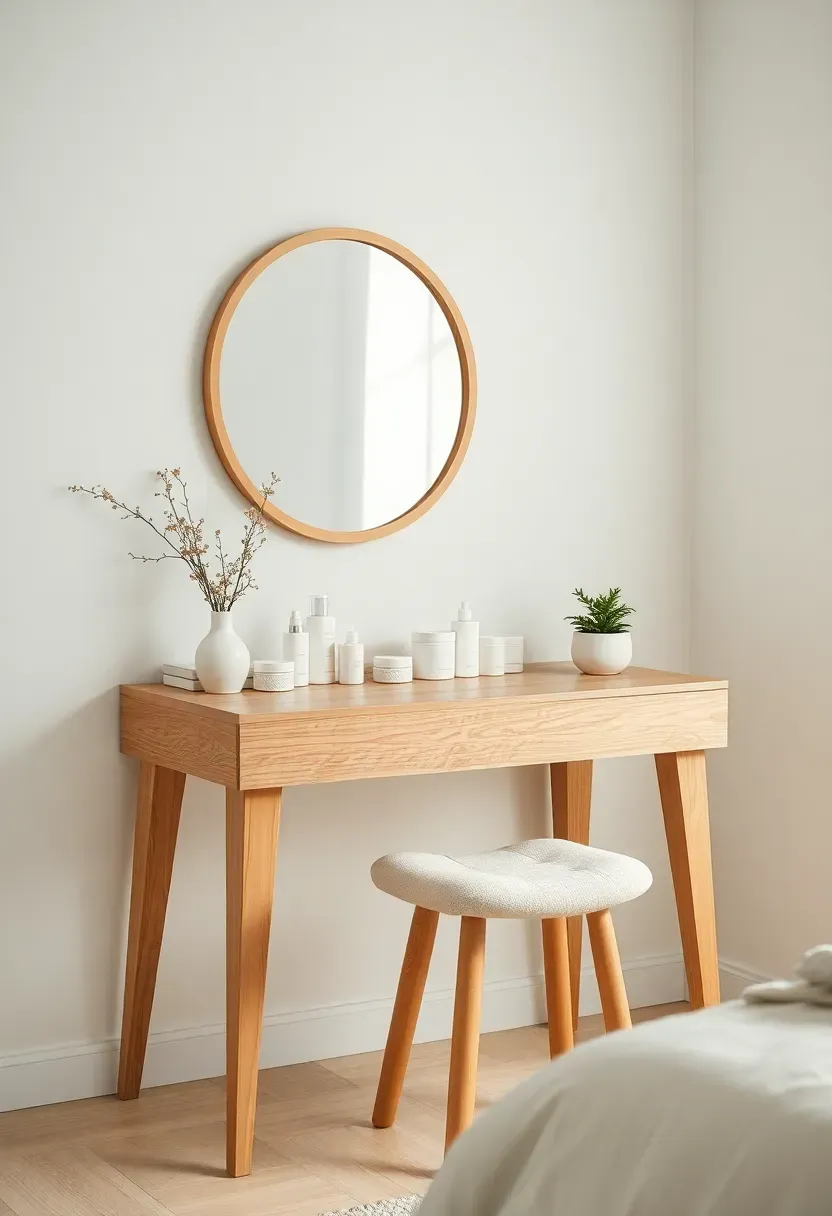 warm Scandinavian natural wood vanity with clean lines and minimalist Nordic aesthetic