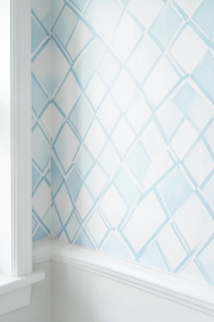 Removable peel-and-stick floral wallpaper on a rental bathroom accent wall behind the vanity — renter-friendly budget update