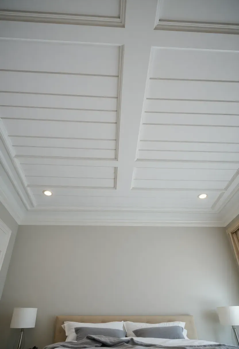 White Panelled Ceiling with Grey Accents
