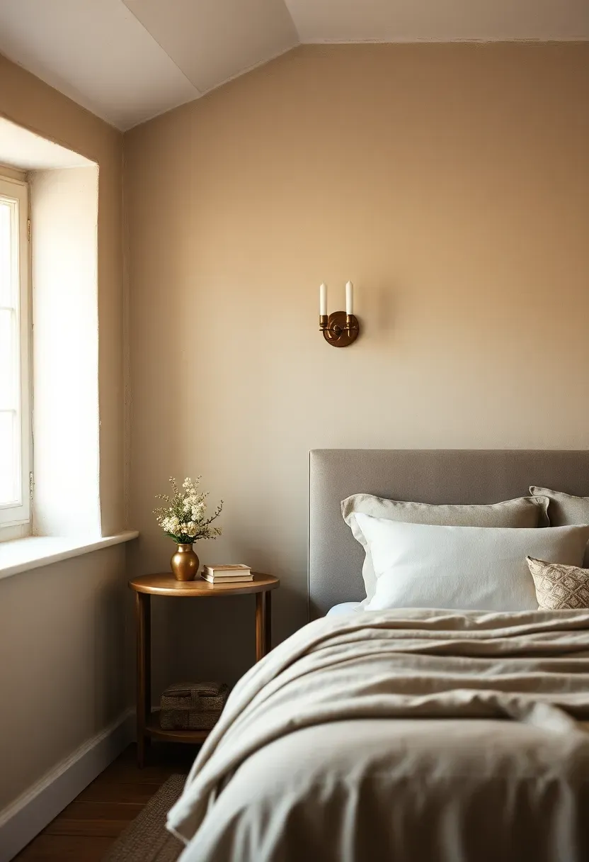 Sooty plaster walls, antique brass accents