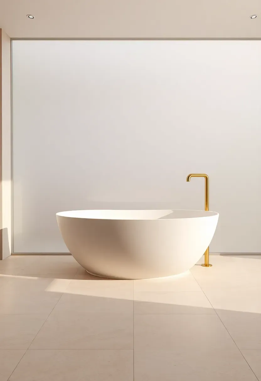 freestanding oval soaking tub in a modern bathroom remodel