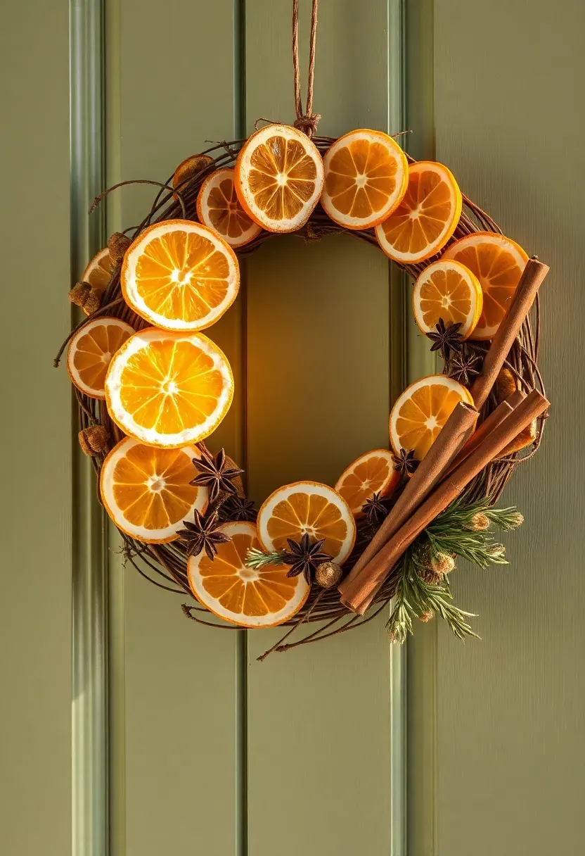 fragrant dried citrus and cinnamon stick Easter wreath with orange slices and warm spices