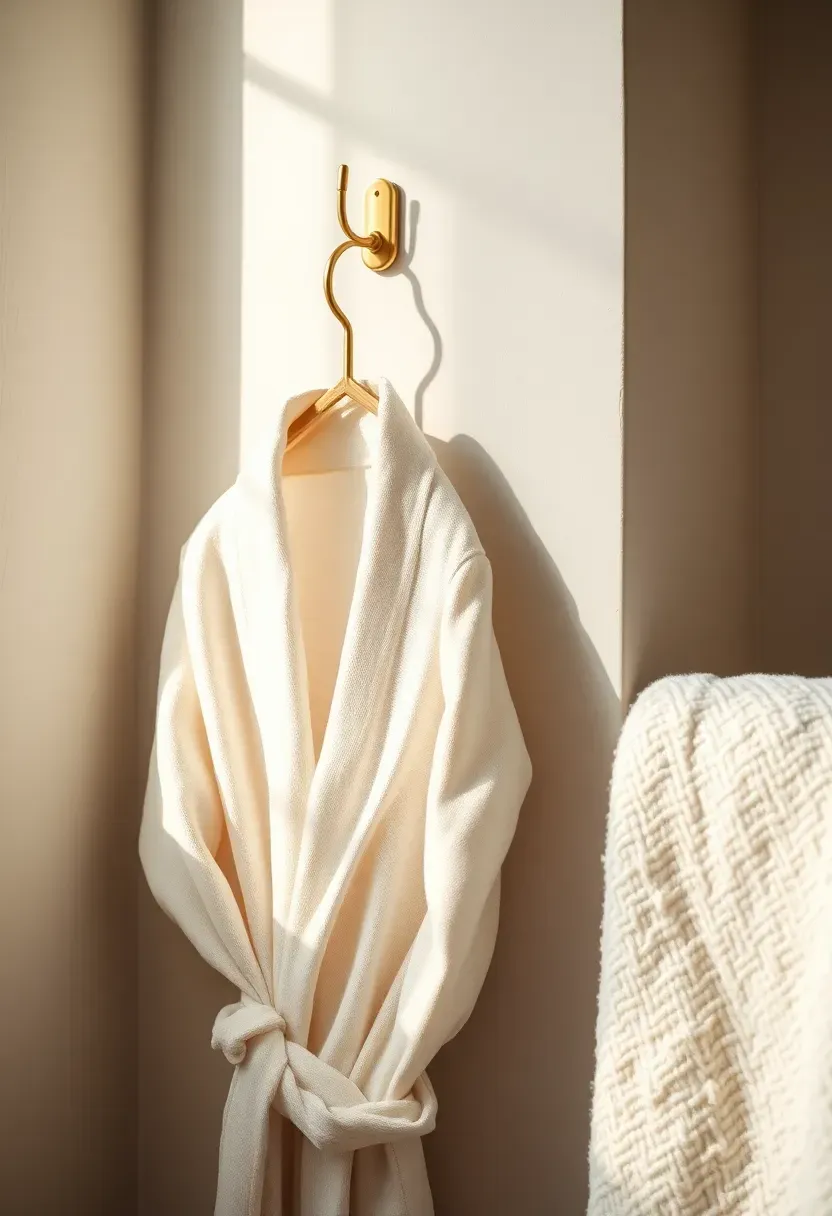 Soft linen robe on wall hook
