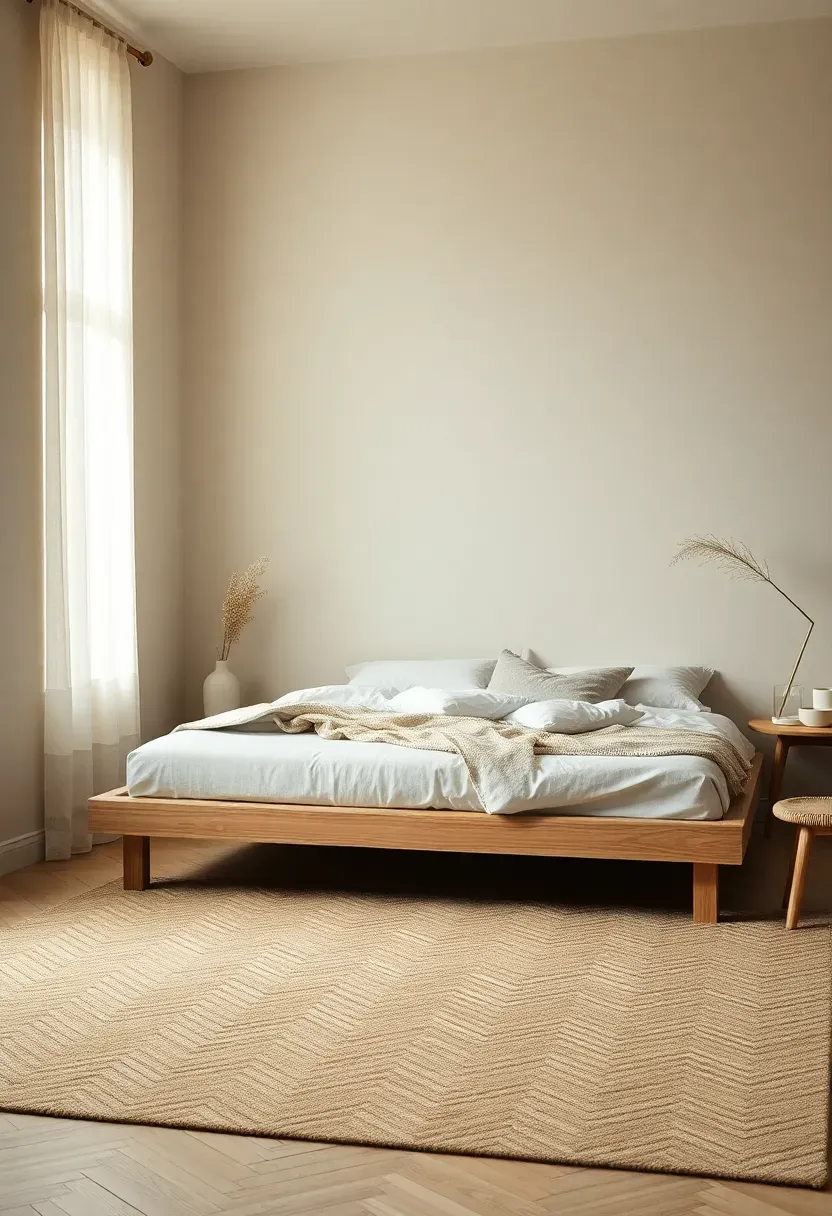 Herringbone wool layered rug plus matte oak frame