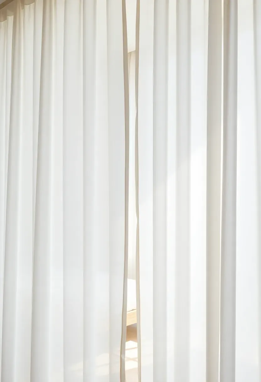 White linen sheer curtains from ceiling to floor