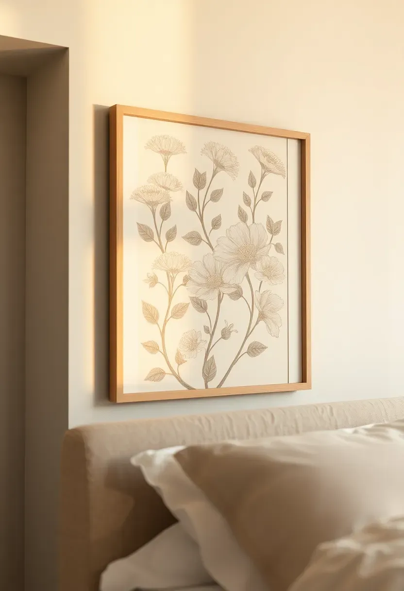 Framed floral wallpaper panel