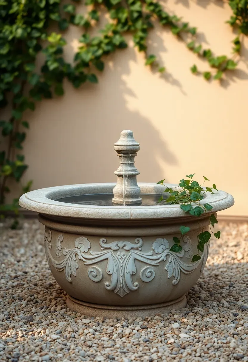Classic fountain basin with gentle trickle