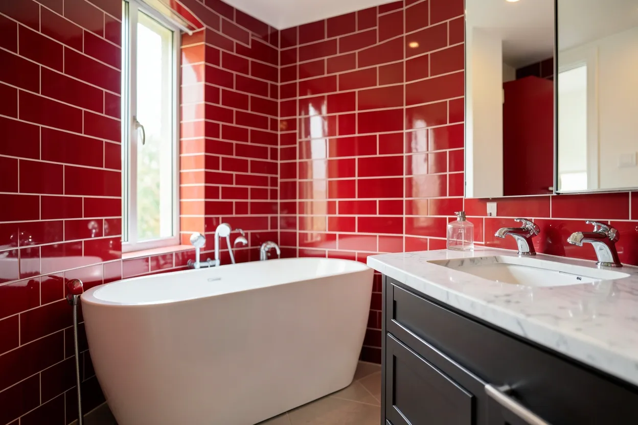 29 Red Bathroom That Refresh Your Bathroom Design