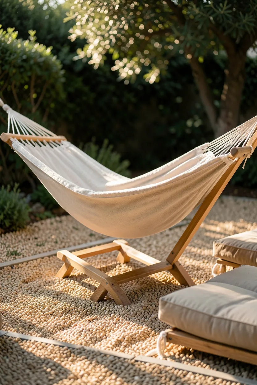 Pea Gravel Patio with Hammock Relaxation Zone