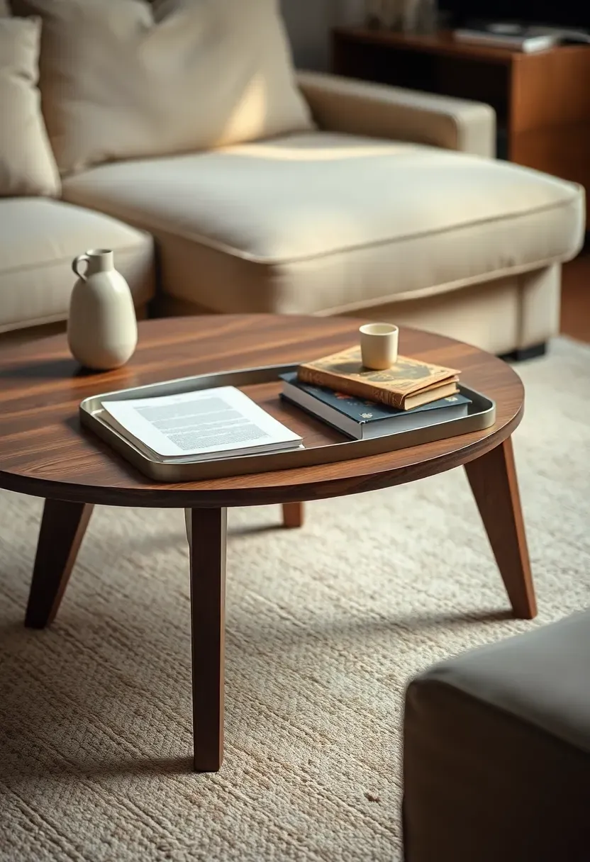 Tapered-leg coffee table with tray