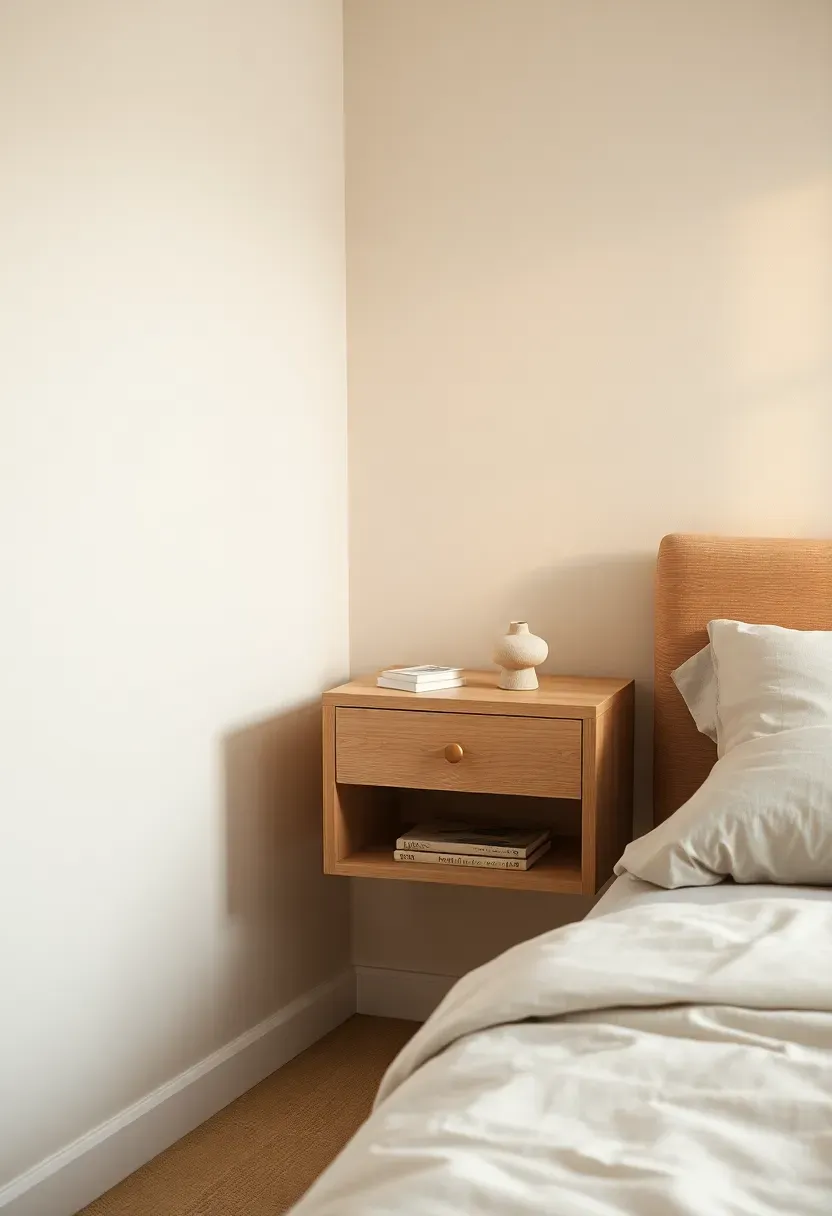 Floating nightstand in pale oak