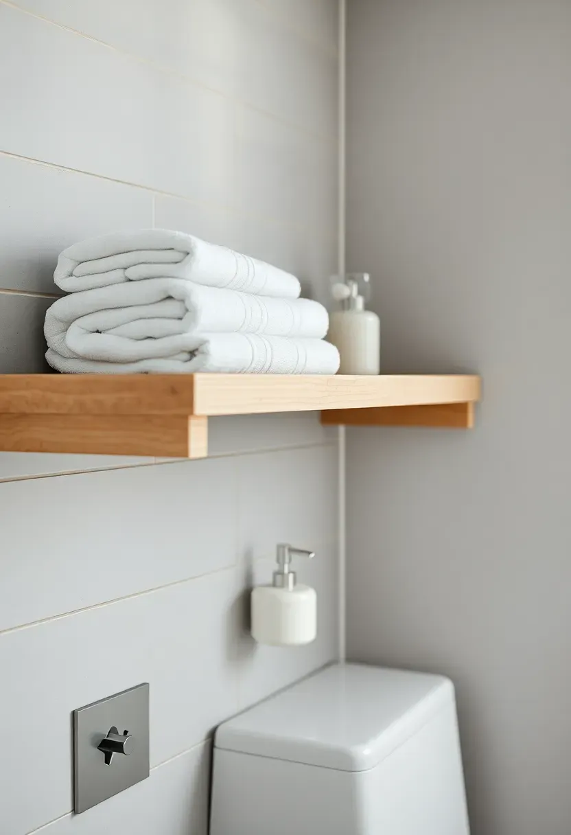 Pull-out laundry hamper integrated inside a white vanity cabinet keeping the modern bathroom floor completely clutter-free