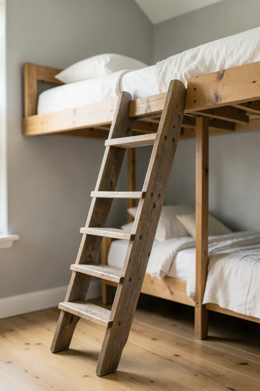 Rustic Tiny House Bedroom with Loft Access Ladder