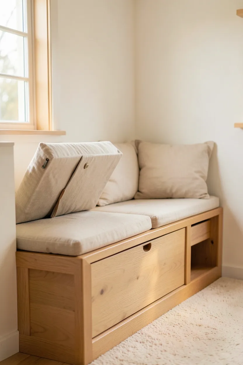Built-in bench with hidden storage