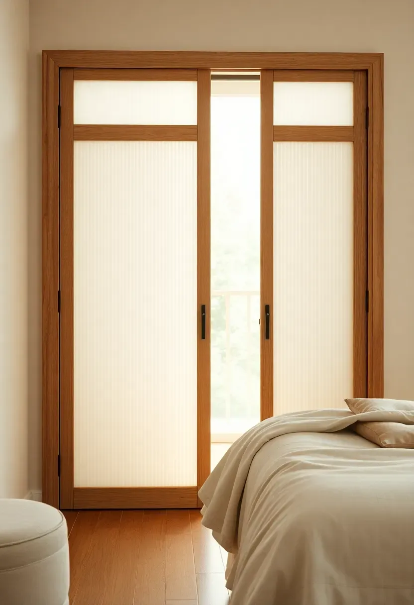 Shoji closet doors with ribbed glass