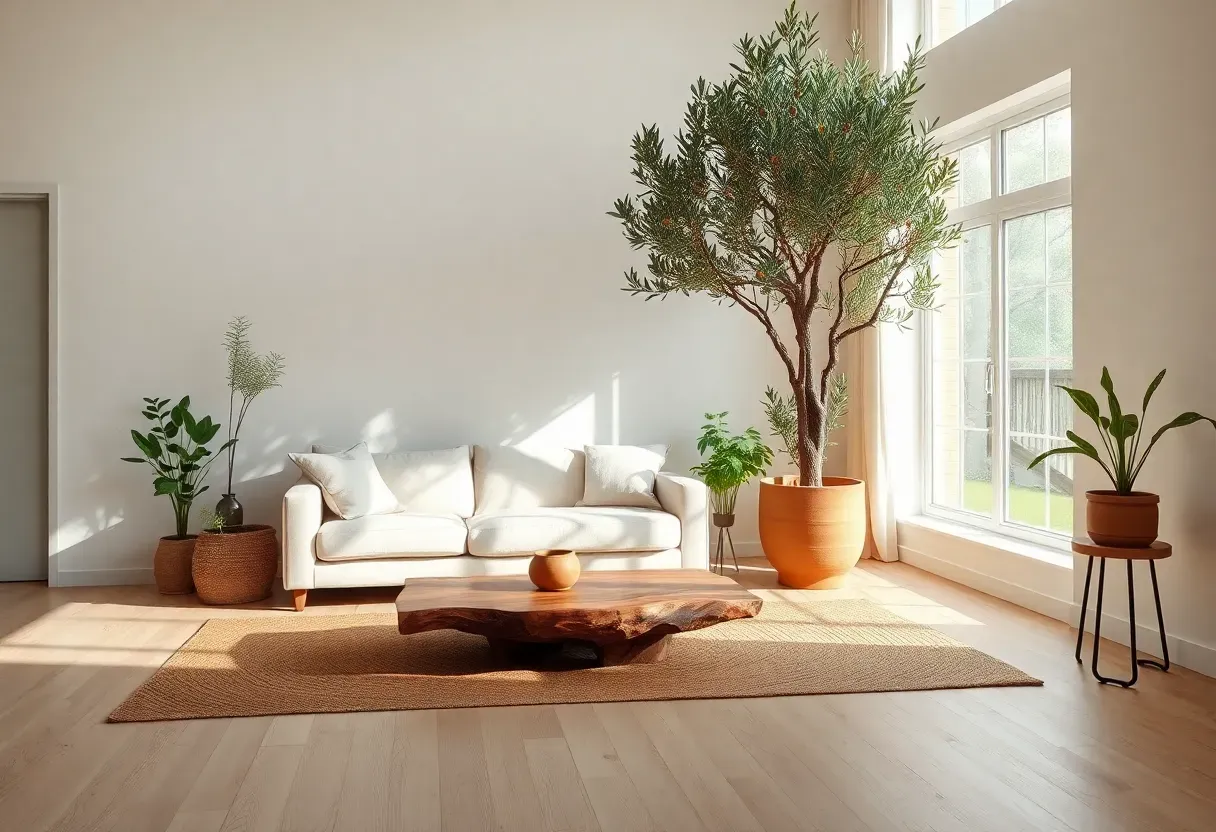 Minimalist Organic Living Room with Nature Indoors